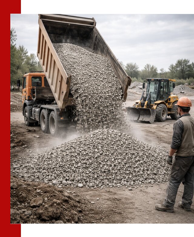 Доставка щебня в Краснокамске крупными и мелкими фракциями