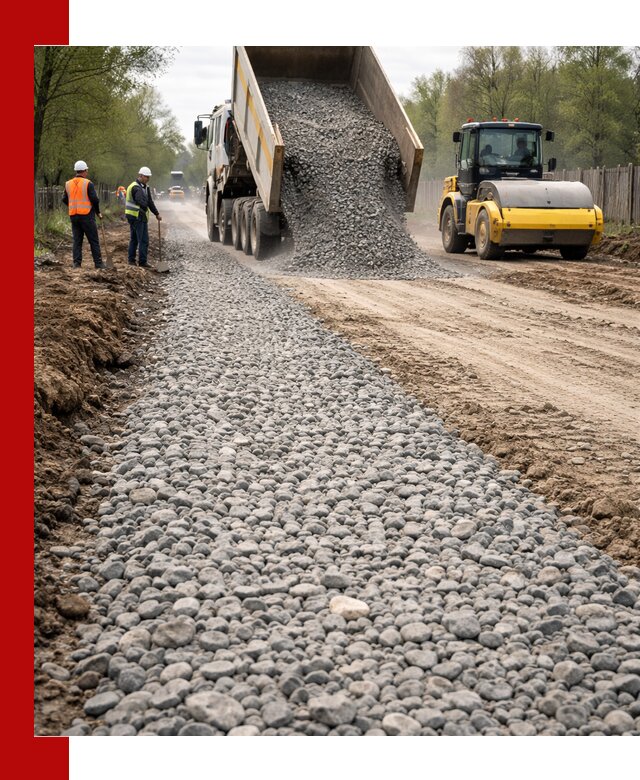Доставка щебня для отсыпки дорог в Краснокамске высокого качества