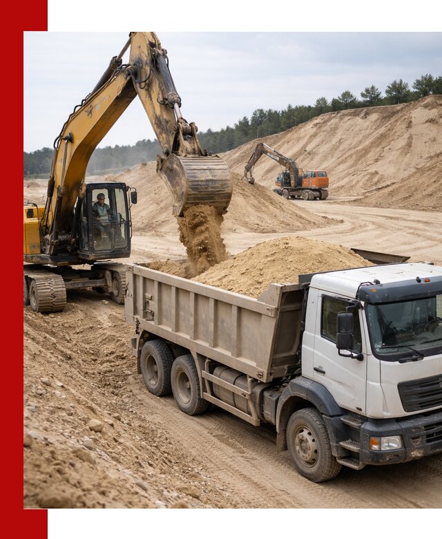 Доставка карьерного песка с самосвалами и разгрузкой в Краснокамске