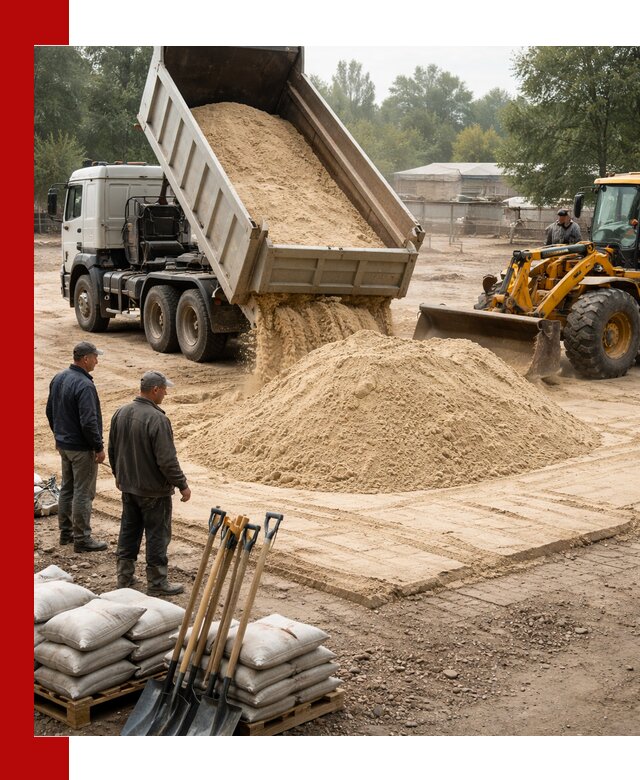 Доставка мытого песка в Краснокамске с самосвалами по выгодной цене
