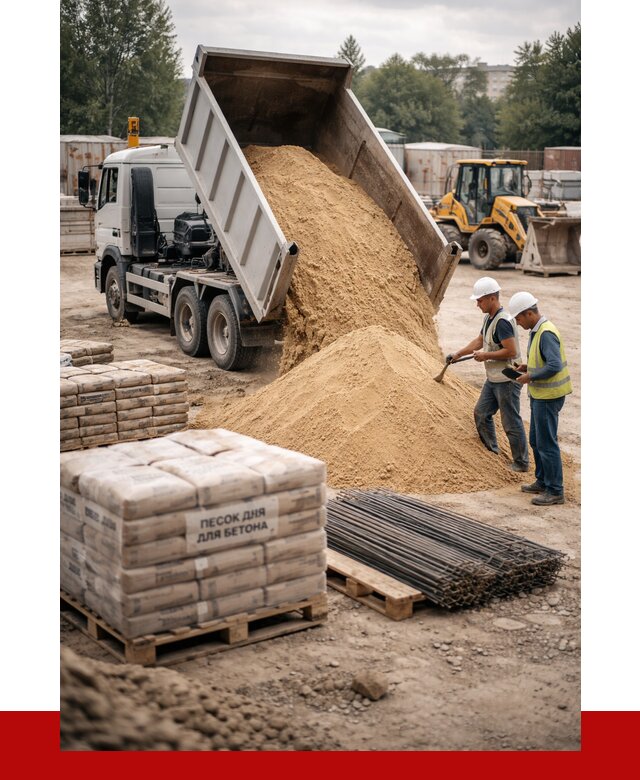 Песок для бетона в Краснокамске от 2534 р. с доставкой, ПРОНЕРУДКнм