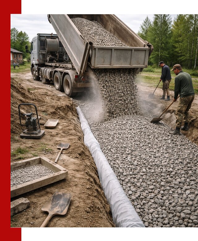 Гравий для дренажа с доставкой в Краснокамске качественный и недорогой