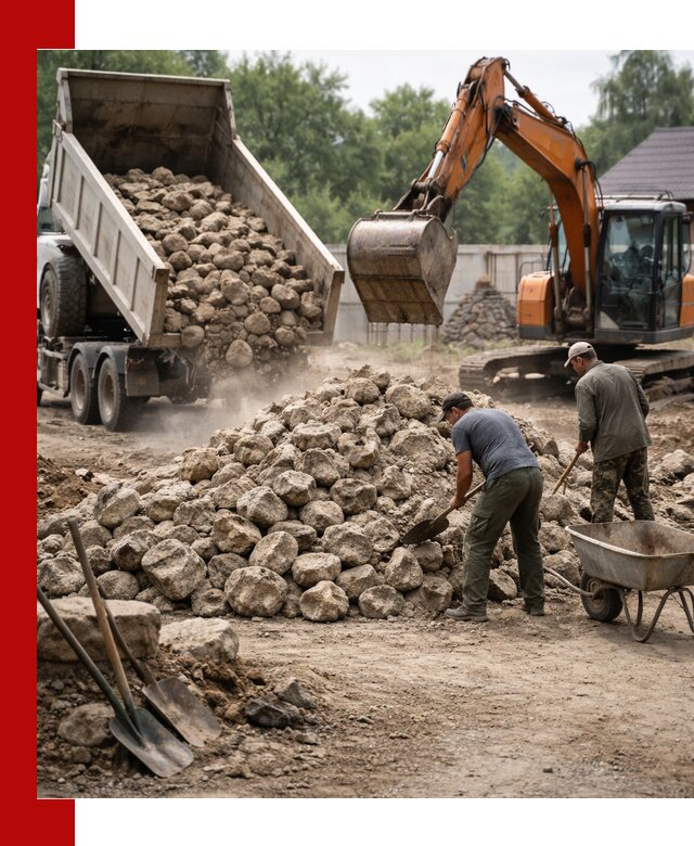 Доставка и разгрузка бутового камня в Краснокамске