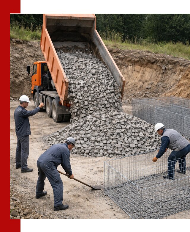 Камень для габионов с доставкой в Краснокамске быстро и надёжно
