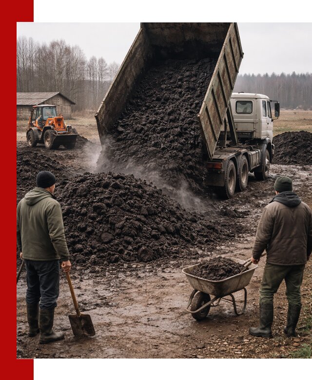 Доставка низинного торфа с разгрузкой и доставкой в Краснокамске