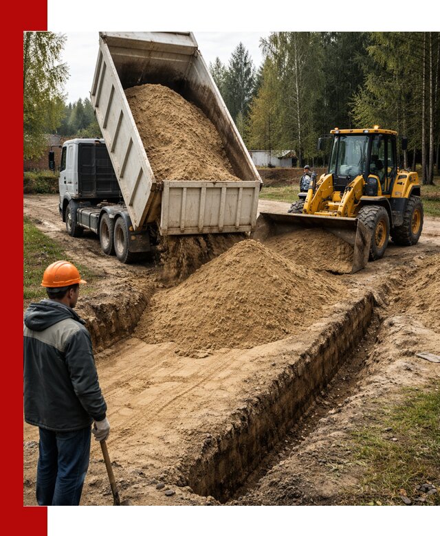 Доставка песчаного грунта в Краснокамске для строительных работ