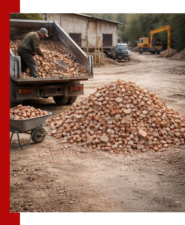 Доставка и подушка из боя кирпича с разгрузкой в Краснокамске