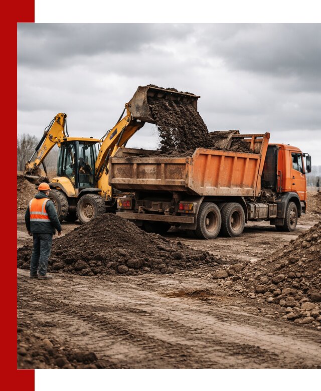 Вывоз грунта и строительного мусора в Краснокамске грузовыми самосвалами